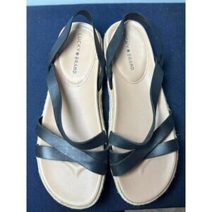 Lucky Brand | Black Strappy Flat Sandals | Size 9.5